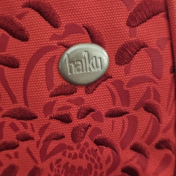 Haiku Canvas Floral Embroidery Backpack In Red main image 13